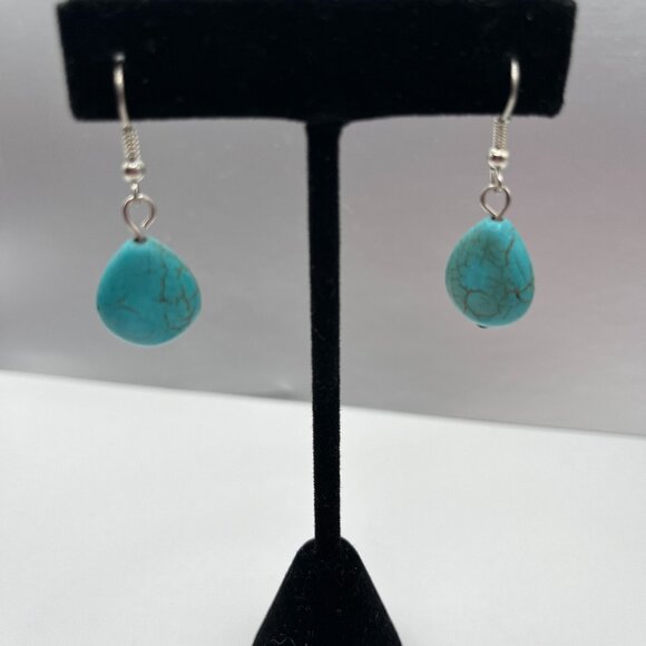 Earthy Blue Dangle Earrings - Picture 1 of 4